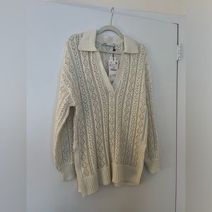 Zara Crochet Polo Sweater